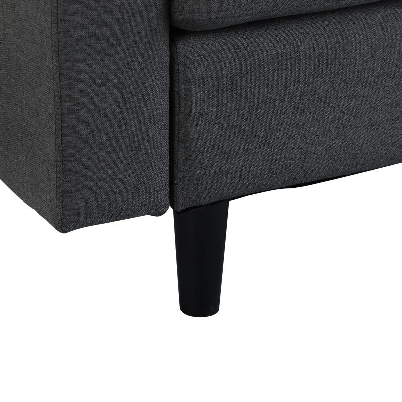 HomCom Elegant 3 Piece Sofa Chaise Lounge Set with Wooden Leg Footstool, & Large Multifunctional Loveseat - Grey