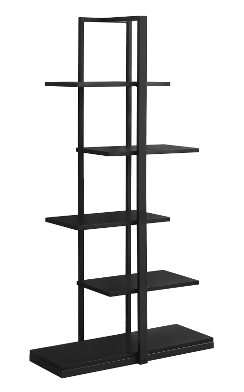 Monarch 60" Contemporary Open Concept Staggered 5 Shelf Bookshelf - Black