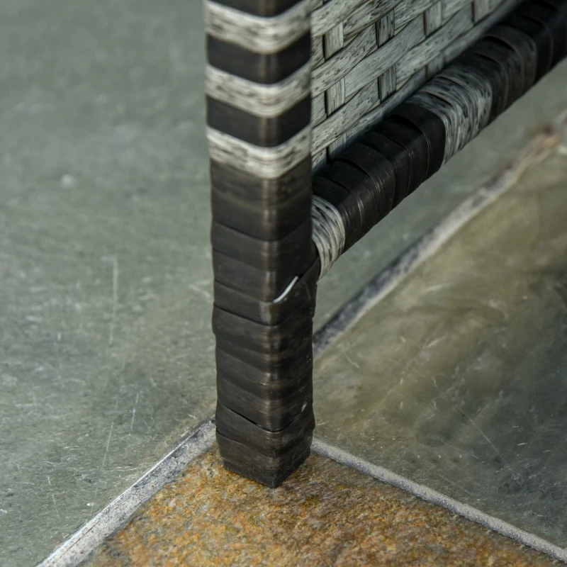 Outsunny 3 Piece Patio Furniture Set, Rattan Outdoor Sofa Set with Chaise Lounge & Loveseat, Soft Cushions, Tempered Glass Table, L-Shaped Sectional Couch, Light Gray