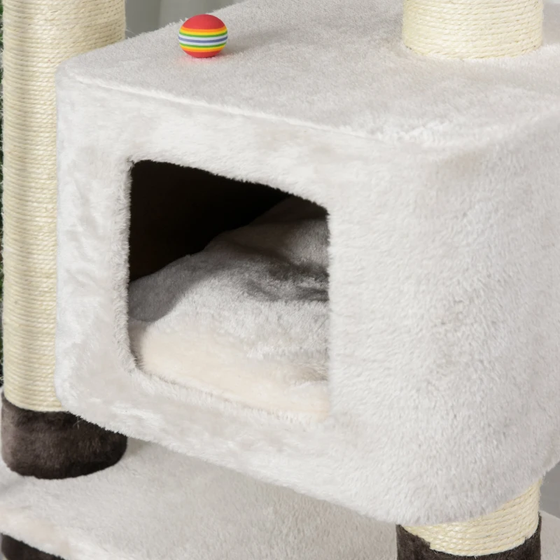 PawHut 47.75" Luxury Plush Cat Tree Activity Tower with Sisal Scratching Posts, Elevated Perches & a  Roomy Condo