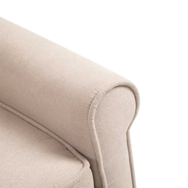 HOMCOM Linen Fabric Manual Recliner with Vibrating Massage and Wired Remote Control - Cream White