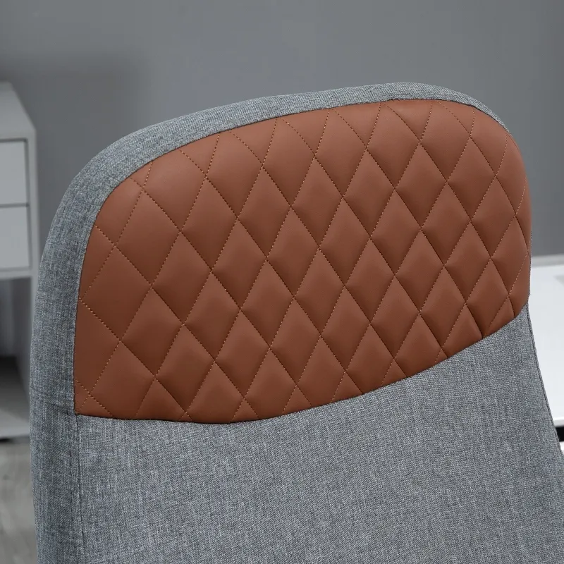 Vinsetto High Back Office Chair with 2-Point Lumbar Massage, USB Power, Faux Leather, and Linen Fabric, Brown/Grey