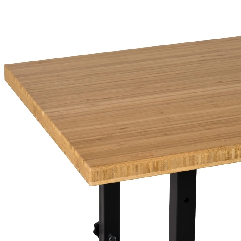 HOMCOM 59" Mobile Workbench - Large Bamboo Tabletop Project Station, Versatile & Durable, Ideal for DIY Enthusiasts & Craftsmen