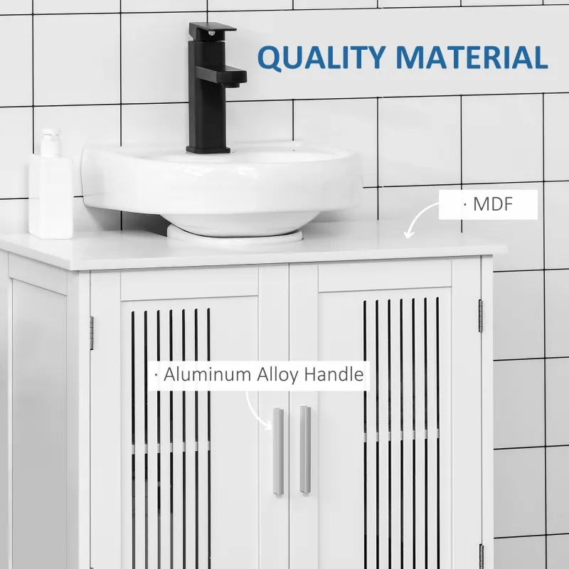 kleankin Bathroom Under Sink Cabinet Vanity Unit with Adjustable Shelf Space Saver, White