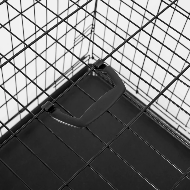 PawHut 48"x30"x32" Double Door Folding Metal Dog Crate Pet Cage Exercise Kennel Puppy House Playpen w/ Plastic Tray