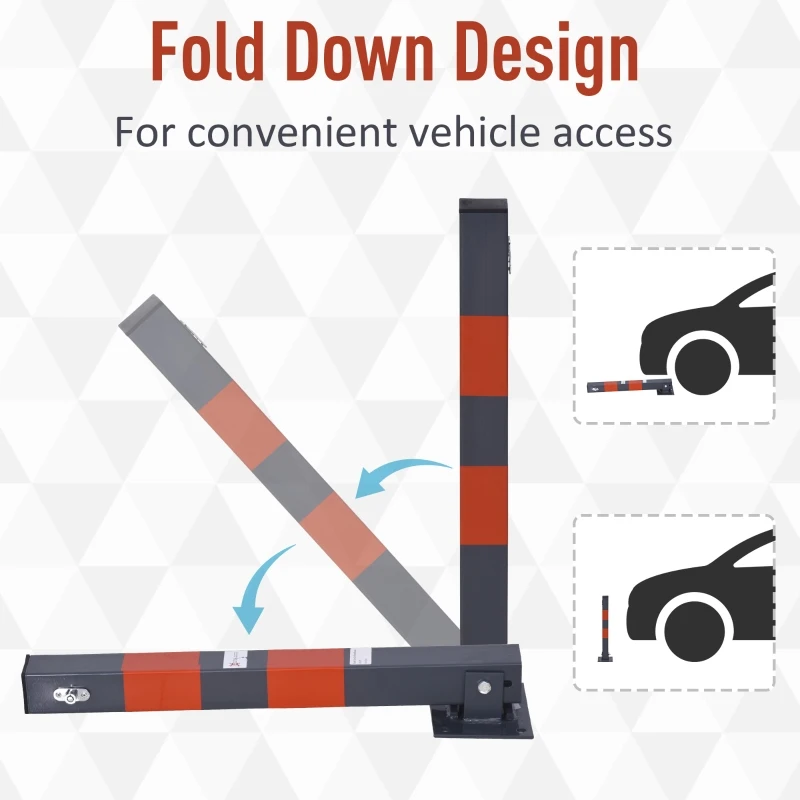 DURHAND Folding Parking Barrier With Reflective Stickers, Car Parking Space Post Lock Manual Parking Blocker Steel