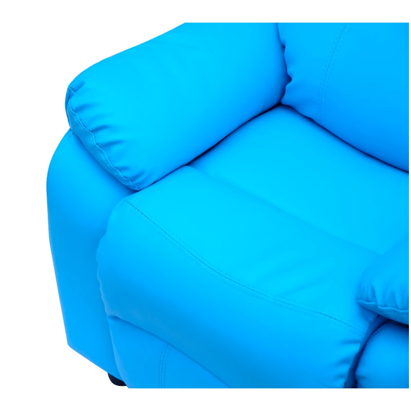 HOMCOM Deluxe Padded Children’s Recliner Sofa Kids Chair with Storage Arms (Blue)