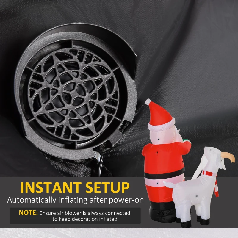 HOMCOM 6ft Christmas Outdoor Inflatables Santa Claus with Goat Blow Up Yard Decoration with Built-in LED Lights for Holiday Party Xmas Garden