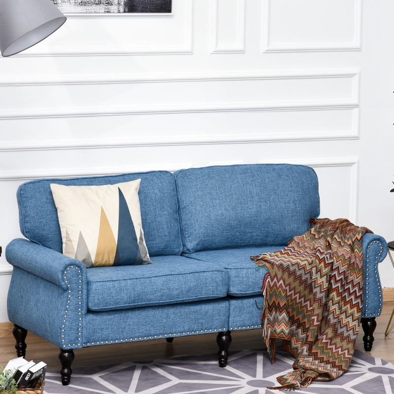 HOMCOM Stylish Midback Double Sofa with Sponge Padding Rubber Wood Leg Home Office