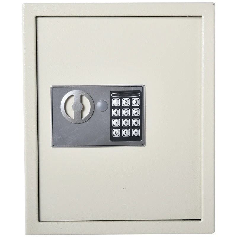 HOMCOM 40 Key Steel Wall-Mounted Lockable Key Safe Lock Box Cabinet with Key Tags & Programmable Pin Security - White
