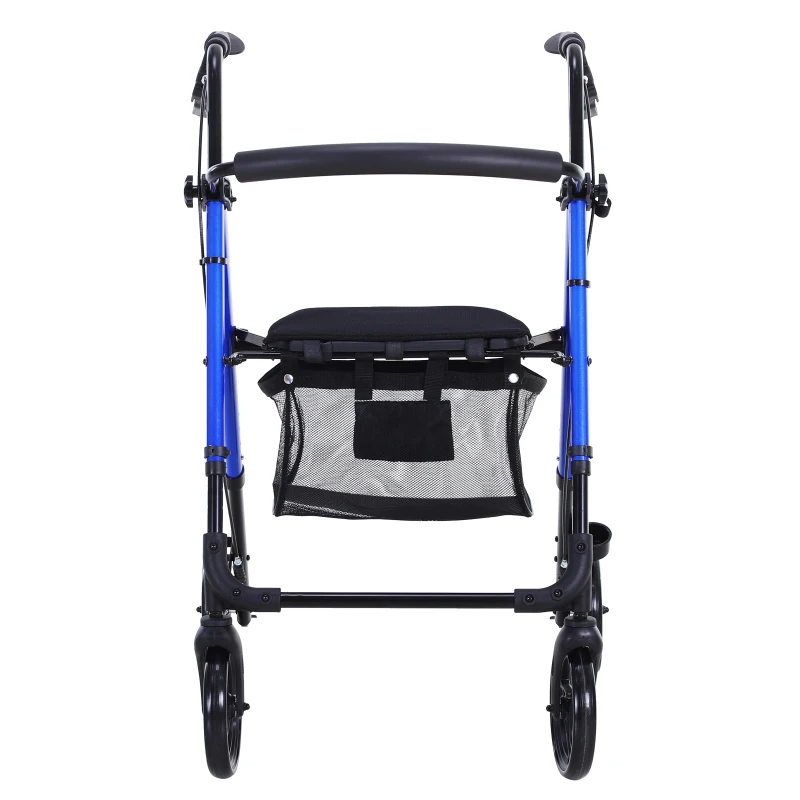 HOMCOM Foldable Medical Rollator Walker With Storage and Seat  Wheelchair