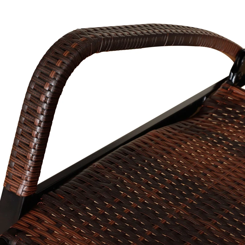 Outsunny Patio Adjustable Rattan Rocking Lounge Chair Garden Rocker Outdoor Foldable Recliner Seat w/ Retractable Footrest Brown