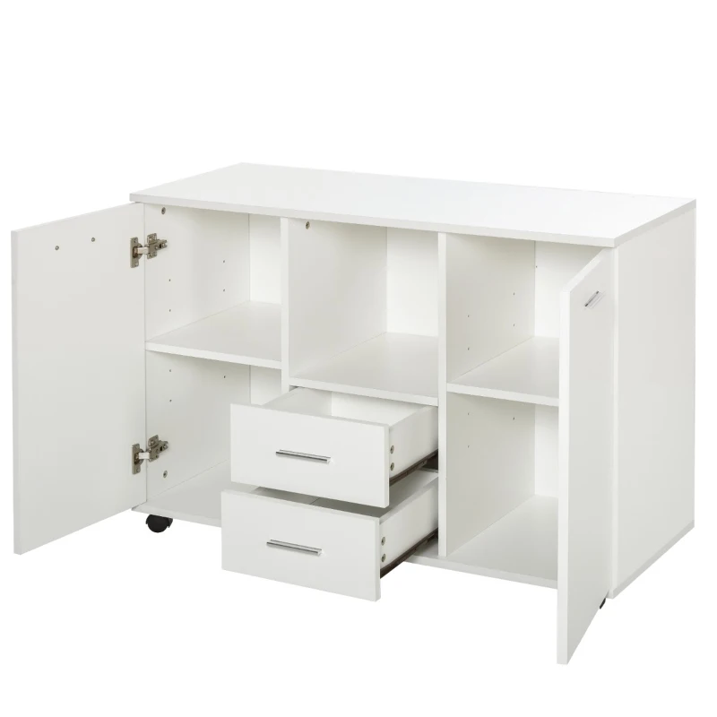 Vinsetto Multifunction Office Filing Cabinet Printer Stand with 2 Drawers, 2 Shelves, & Smooth Counter Surface, White