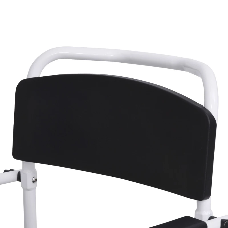 HOMCOM Accessibility Commode Wheelchair, Rolling Shower Wheelchair with 4 Castor Wheels, Rectangle Detachable Bucket, & Waterproof Design, 17" Seat Width, Black