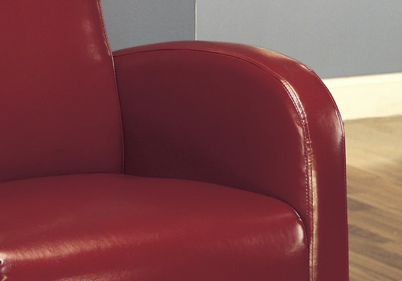 Monarch Upholstered Square Seat High Back Leather-Look Accent Arm Chair - Burgundy