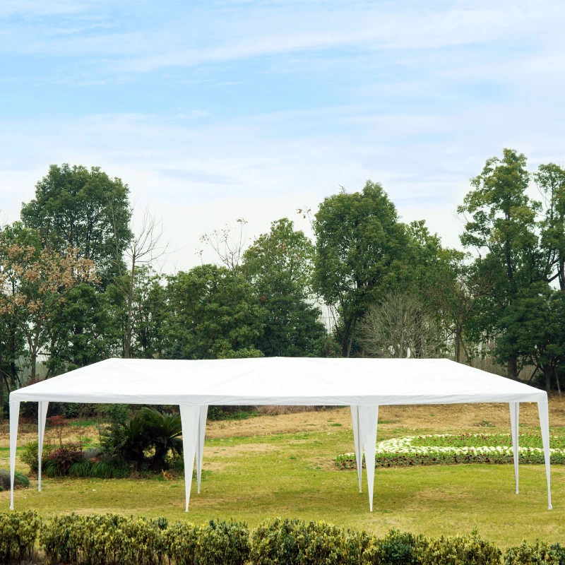 Outsunny 10X30ft Gazebo Canopy Party Tent Outdoor Event Sunshade Portable with 5 Removable Sidewalls White