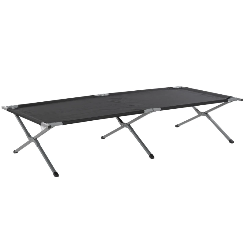 Outsunny Folding Camping Cot Portable Outdoor Sleeping Bed w/ Carrying Bag Black