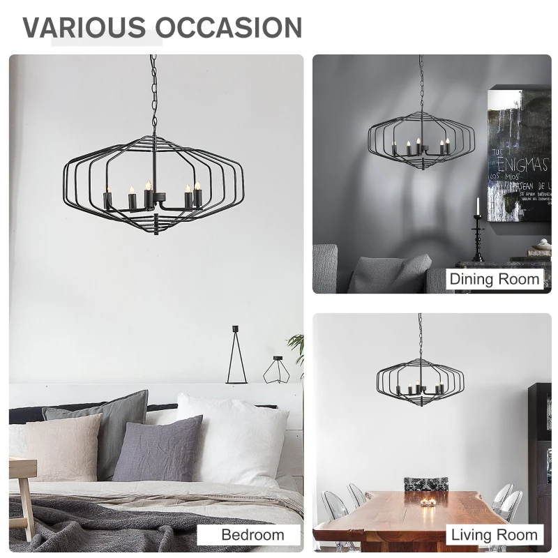 HOMCOM Vintage Pendant Lights Industrial Adjustable Pivoted Design Hanging Lighting