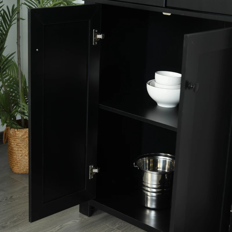 HOMCOM 71" Freestanding Kitchen Pantry Cabinet with Glass Door and Shelves, Tall Cupboard for Dining Room, Living Room, Black