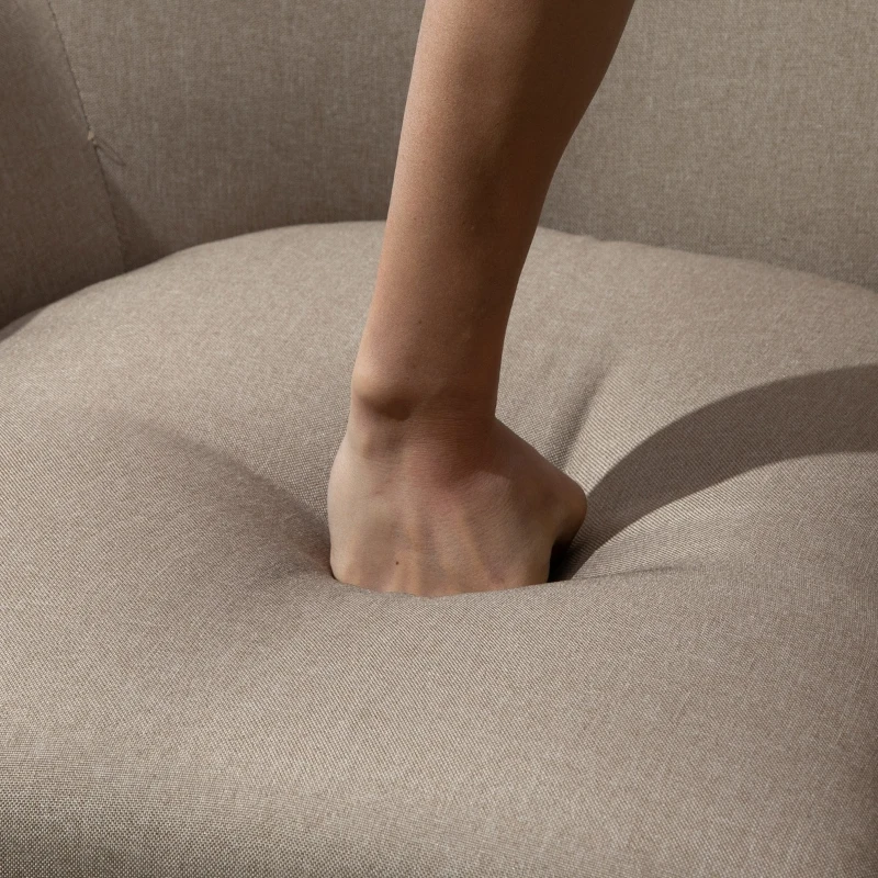 HOMCOM Modern Rocking Chair Sofa Armchair Modern Accent Chair with Thick Padding, Winged Back for Living Room, or Bedroom, Greige