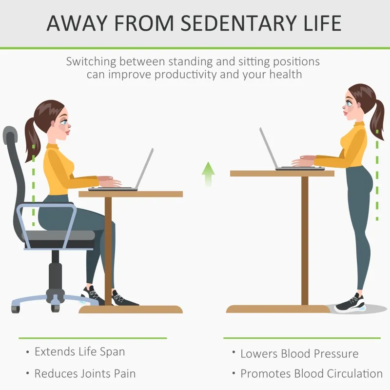 Vinsetto Manual Lift Table Height Adjustable Standing Desk in E-sports Style with Spacious Desktop, Hand Crank, Stand up Desk for Home Office