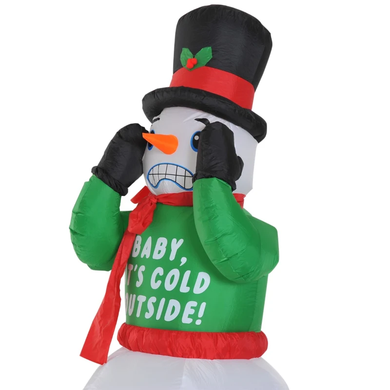 HOMCOM 7ft Christmas Inflatable Animated Shivering Snowman, Outdoor Blow-Up Yard Decoration with LED Lights Display