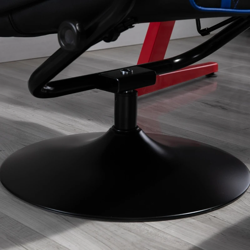Vinsetto High Back Video Gaming Recliner with Ottoman, Racing Style PC Computer Office Chair, Swivel with Headrest & Lumbar Support, Adjustable Height, Black/Blue