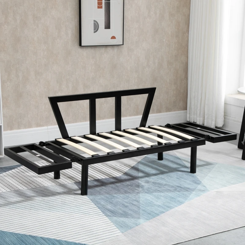 HOMCOM Single Person Chaise Lounger, Modern Sofa Bed with 5 Adjustable Positions, 2 Large Pillows, and Birch Legs, Blue