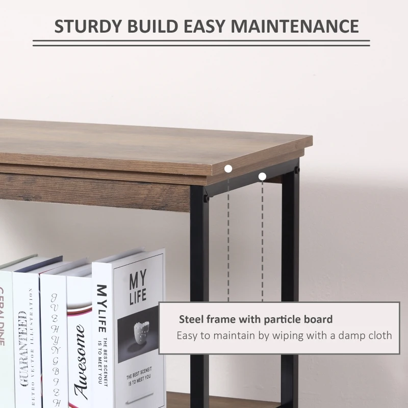 HOMCOM 4-Tier Industrial Modern Style Open Standing Bookshelf Organizer Storage Rack for Living Room, Bedroom, Brown / Black