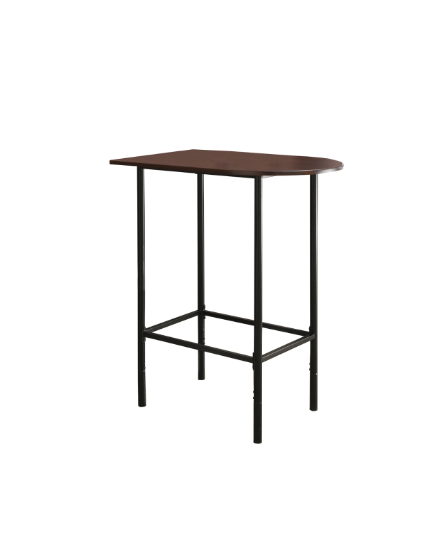 Monarch 36" x 24" Rectangular Space Saver Wood Grain Top Metal Framed Home Bar Height Table - Cappuccino Brown / Black Finish
