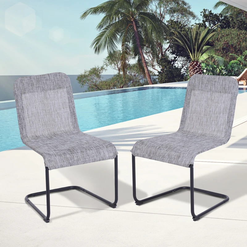 Armless Texteline Chair Garden Deck Lounge Dining Seat Set of 2