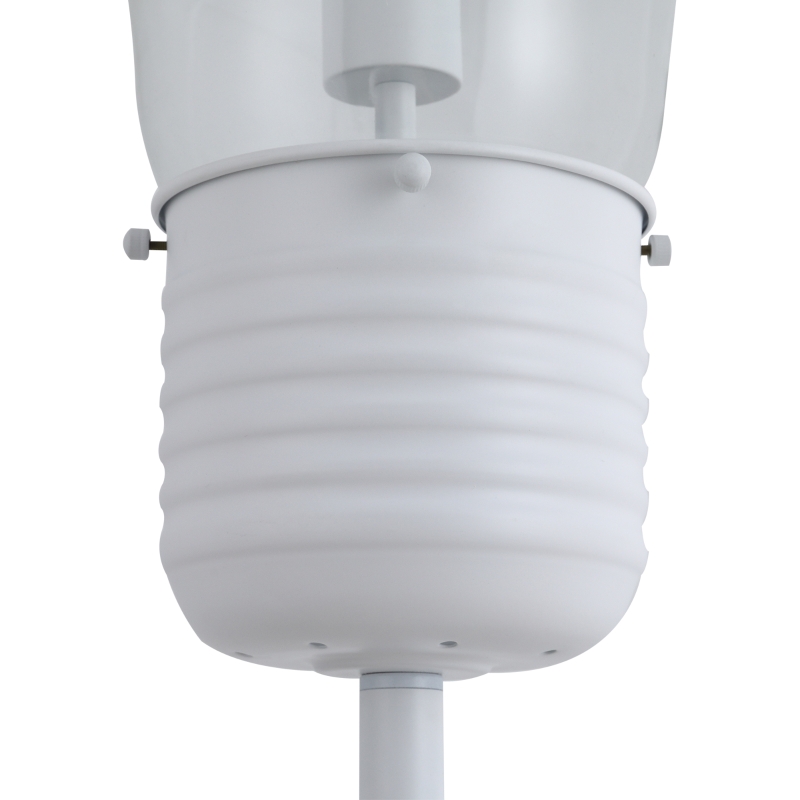 HOMCOM Industrial Tall Pole Floor Lamp with Metal Base, Modern Standing Lamp, Bulb-Shaped Glass Shade, On/Off Foot Switch, E26 Bulb Base for Bedroom, Living Room, White