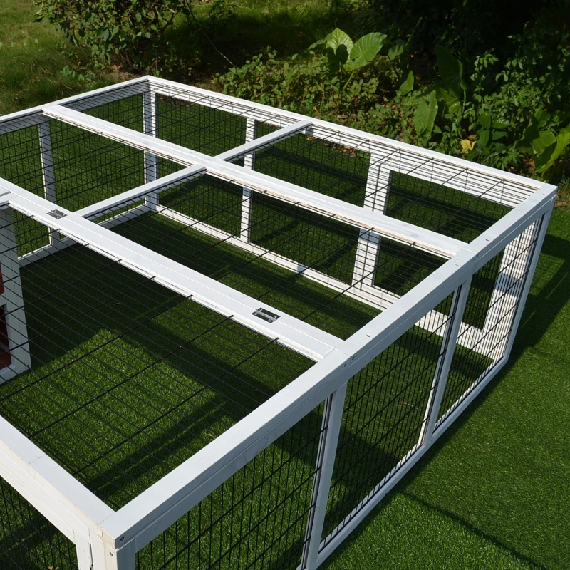 PawHut 64" Outdoor Rabbit Hutch Playpen, Wooden Tortoise House Habitat, Bunny Cage with Run and Enclosed Cover, for Rabbits, Chickens, Ducks, Indoor, Brown