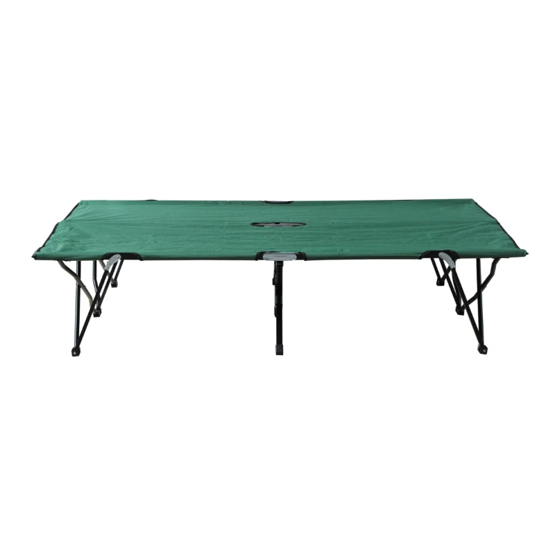 Outsunny 2 Person Folding Camping Cot for Adults, 50" Extra Wide Outdoor Portable Sleeping Cot with Carry Bag, Elevated Camping Bed, Beach Hiking, Green