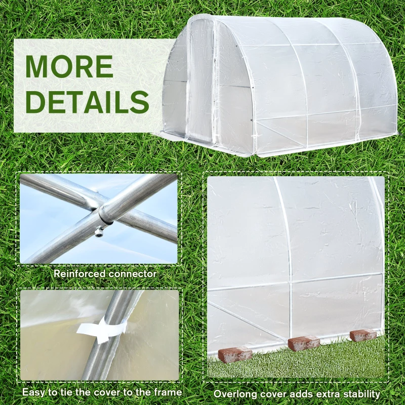 Outsunny Outdoor Portable Polytunnel Greenhouse w/ PE Cover Walk-In