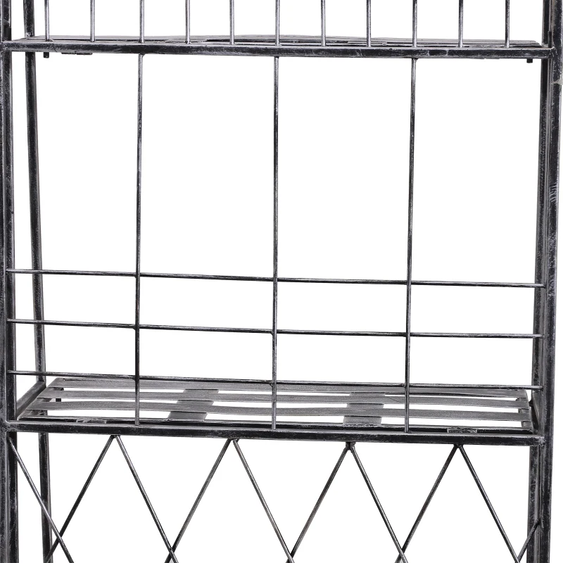 Outsunny 3-Tier Metal Folding Vintage Plant Stand Display Rack Bookshelf Unit Indoor Outdoor