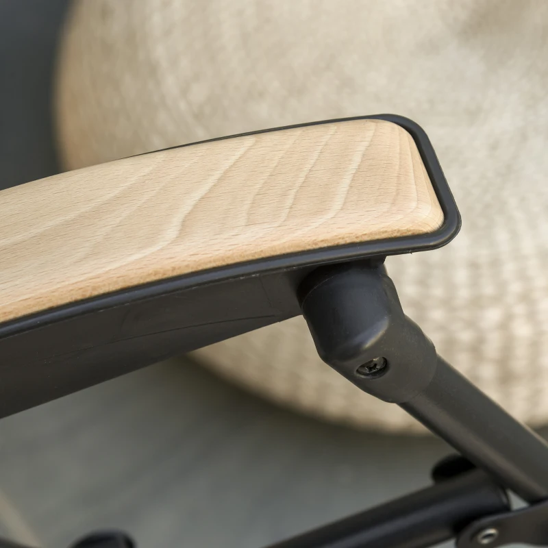 Outsunny Foldable Outdoor Lounge Chair with Footrest, Oversized Padded Zero Gravity Lounge Chair with Headrest, Cup Holders, Armrests for Camping, Lawn, Garden, Pool, Beige