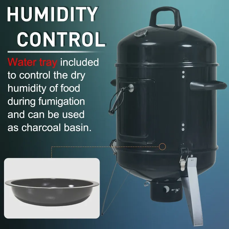 Outsunny 16" Charcoal Smoker Grill for Outdoor Cooking, Black