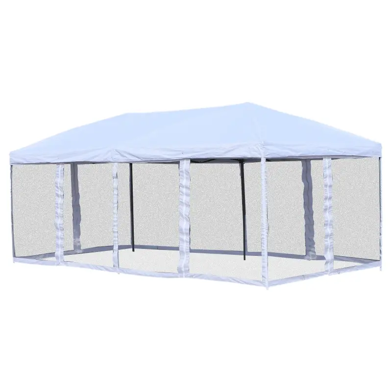 Outsunny 10' x 20' Pop Up Canopy Tent with Netting, Heavy Duty Large Party Tent, Instant Sun Shelter with Carry Bag for Backyard Garden Patio, Cream White