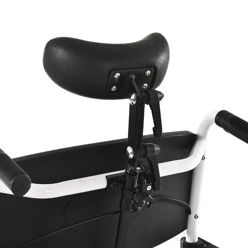 HOMCOM Personal Mobility Assist Bedside Commode Toilet Chair with 30° Reclining Backrest & Four Rolling Wheels