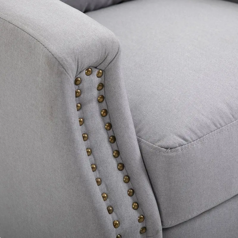 HOMCOM Reclining Manual Sofa Chair with 135 Degree Pushback, and Retractable Footrest, Grey