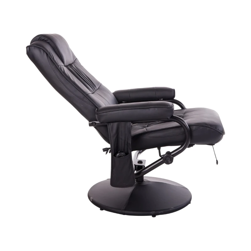 HOMCOM Massaging Faux Leather Recliner Chair and Ottoman Set, Swivel Vibration Massage Lounge Chair with Remote Control for Living Room, Bedroom, or Office, Black