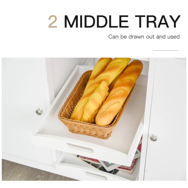 HOMCOM Wooden Storage Sideboard, Buffet Cabinet with Shelf, Wine Rack, 2 Drawers, White/Oak