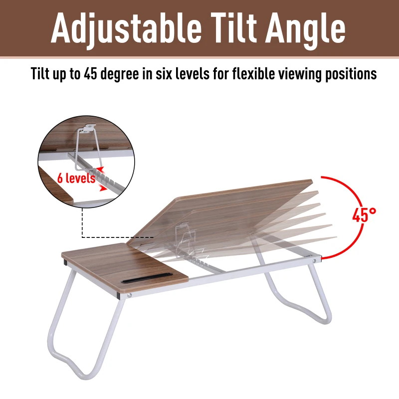 Vinsetto Portable Folding Laptop Bed Table Adjustable Angle Desk Stand Reading Holder