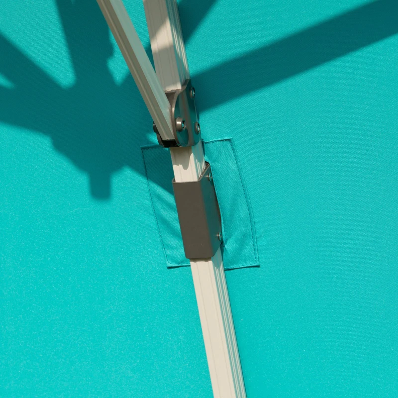 Outsunny 10ft  Patio Offset Parasol Umbrella Cantilever Hanging Sun Shade Canopy Shelter 360° Rotation with Stand Turquoise Blue