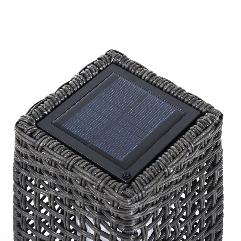 Outsunny LED Lamp Standing Floor Light Solar Powered Décor Patio Yard Rattan Wicker