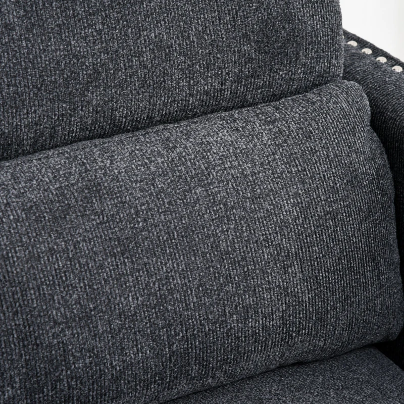HOMCOM Push Back Manual Recliner Sofa,  Linen Fabirc Armchair with Thick Sponge Padding seat   and Footrest for Living Room, Dining Room, Office, Dark Grey
