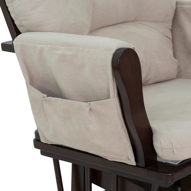 HOMCOM Nursery Glider Ottoman Set Suede Living Rome Beige