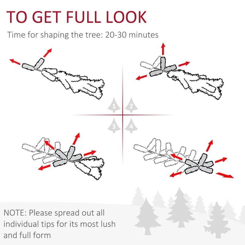 HOMCOM 7.5ft Unlit Slim Fir Artificial Christmas Tree with Realistic Branches, Holiday Indoor Decoration with 1075 Tips