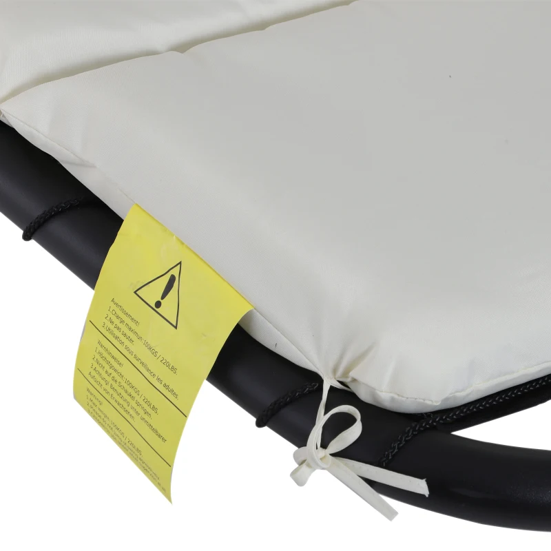 Outsunny Outdoor Patio Porch Hanging Sky Swing Chair dream chair lounger hammock with Stand and Waterproof Canopy – Cream & Black